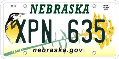 NE license plate XPN635