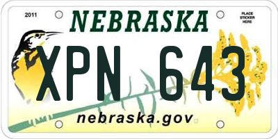 NE license plate XPN643