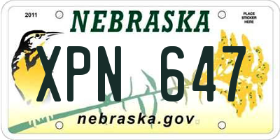 NE license plate XPN647