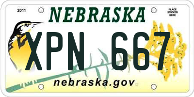 NE license plate XPN667