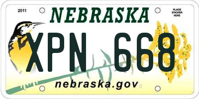 NE license plate XPN668