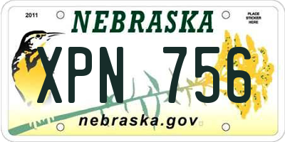 NE license plate XPN756