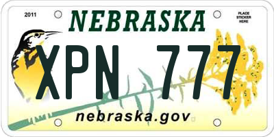 NE license plate XPN777