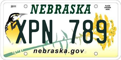 NE license plate XPN789