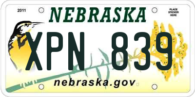 NE license plate XPN839