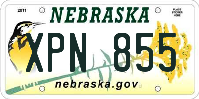 NE license plate XPN855