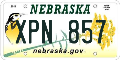 NE license plate XPN857
