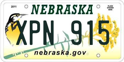 NE license plate XPN915