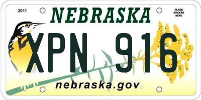 NE license plate XPN916