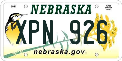 NE license plate XPN926