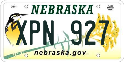 NE license plate XPN927