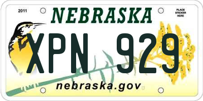 NE license plate XPN929
