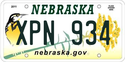 NE license plate XPN934