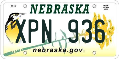 NE license plate XPN936