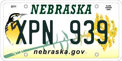 NE license plate XPN939