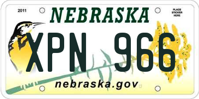 NE license plate XPN966