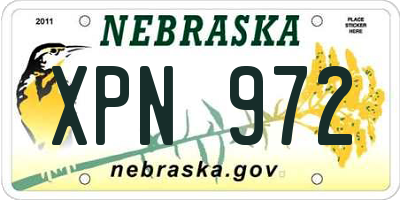 NE license plate XPN972