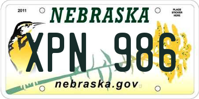 NE license plate XPN986
