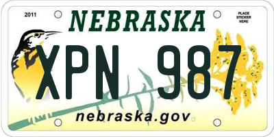 NE license plate XPN987