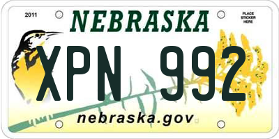 NE license plate XPN992