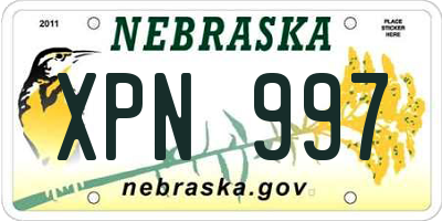 NE license plate XPN997