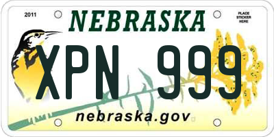 NE license plate XPN999