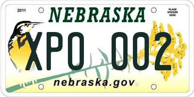 NE license plate XPO002