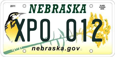 NE license plate XPO012