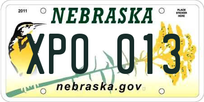 NE license plate XPO013