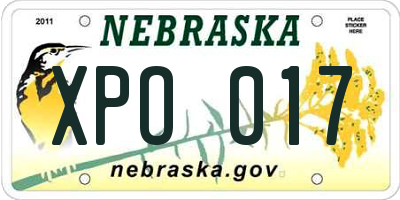 NE license plate XPO017