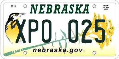 NE license plate XPO025