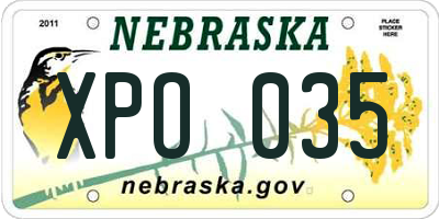 NE license plate XPO035