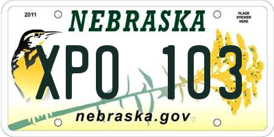 NE license plate XPO103