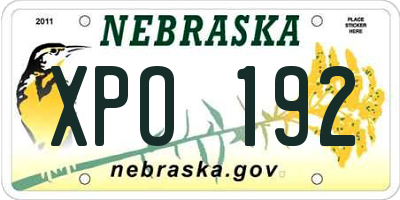 NE license plate XPO192
