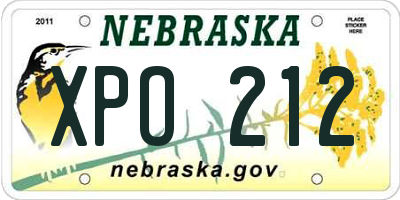 NE license plate XPO212