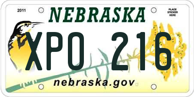 NE license plate XPO216