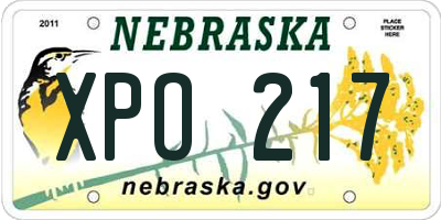 NE license plate XPO217