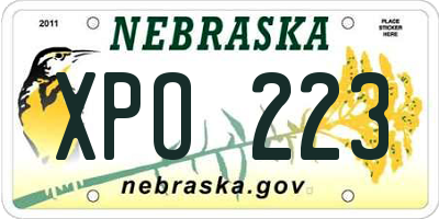 NE license plate XPO223