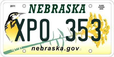 NE license plate XPO353