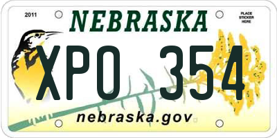 NE license plate XPO354