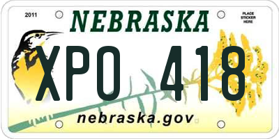 NE license plate XPO418