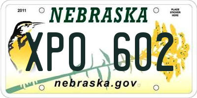 NE license plate XPO602