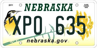 NE license plate XPO635