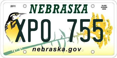 NE license plate XPO755