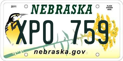 NE license plate XPO759