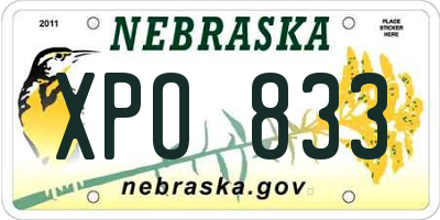 NE license plate XPO833