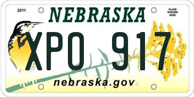 NE license plate XPO917