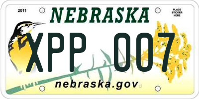 NE license plate XPP007