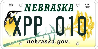 NE license plate XPP010
