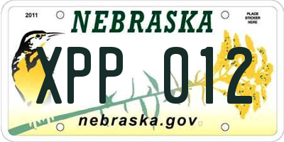 NE license plate XPP012